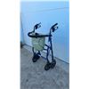 Image 6 : Evolution Walker Rollator with Blue Frame, Padded Seat, Four Wheels, and Hand Brakes