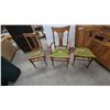 Image 1 : Three Antique Oak Dining Chairs: One Armchair and Two Side Chairs with Embroidered Seats