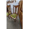 Image 3 : Three Antique Oak Dining Chairs: One Armchair and Two Side Chairs with Embroidered Seats