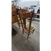 Image 6 : Three Antique Oak Dining Chairs: One Armchair and Two Side Chairs with Embroidered Seats