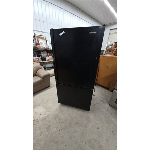 KitchenAid Black Bottom-Freezer Refrigerator. 68”×32”×33”