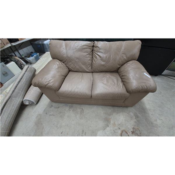 Tan Leather Loveseat 64”