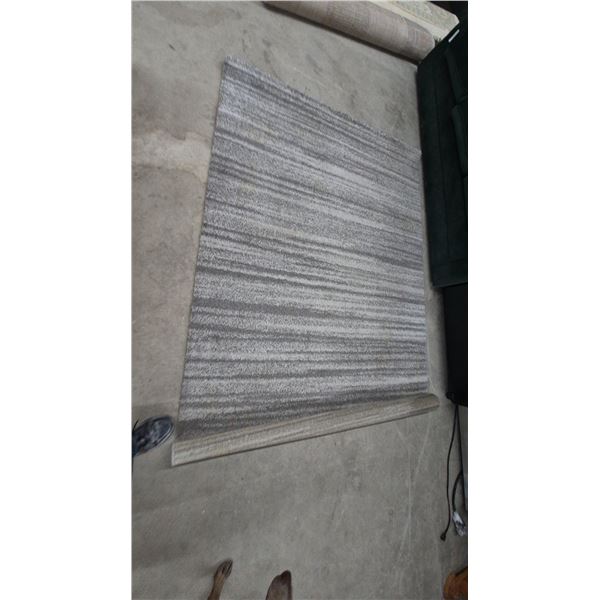 Gray and White Striped Area Rug