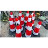 Image 1 : 12 Reflective Rubber Pylons with Black Hexagonal Rubber Bases, 28” Tall