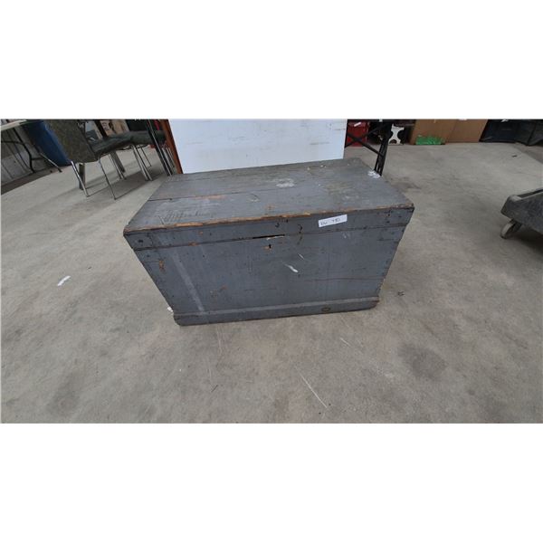 Antique Painted Wooden Trunk 20”×20”×36”