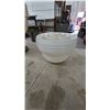 Image 4 : Two White Ribbed Glass Light Shades, One on Metal Base, and a Baseball Glove