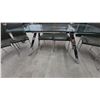 Image 2 : Glass Top Dining Table with Chrome Legs and 6 Upholstered Chairs