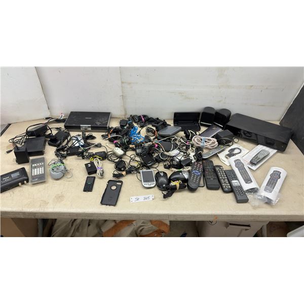 Assorted Electronics Lot: ARRIS XG1v3 Cable Box, Toshiba Laptop, Remotes, Adapters