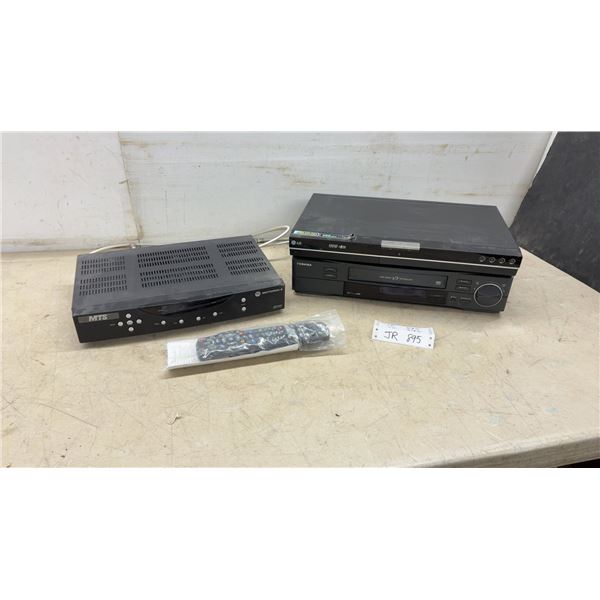 Motorola MTS Set-Top Box with Remote, LG HDD DVD Recorder, and Toshiba SD-V392 VCR. No Power Cords