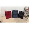 Image 1 : Three Soft-Sided Suitcases with Wheels, Red Cambridge, Blue Tekson, and Black Crown Collection