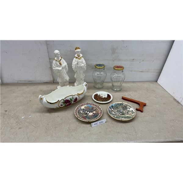 Royal Kohl China Gold Rose Serving Bowl, Emperor and Empress Figurines, Plates