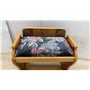 Image 4 : Vintage Art Deco Two-Tone Veneer Upholstered Wooden Vanity Stool with Floral Seat