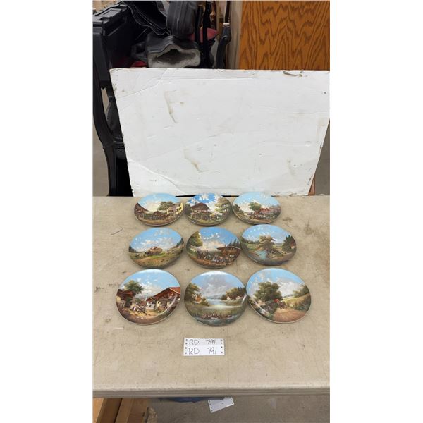 Seltmann Weiden Lückel Idyllisches Dorfleben Collector Plates, 1986, Set of 9