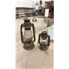 Image 7 : Grey Metal Storage Box with Vintage Kerosene Lanterns and Glass Insulators