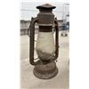 Image 9 : Grey Metal Storage Box with Vintage Kerosene Lanterns and Glass Insulators