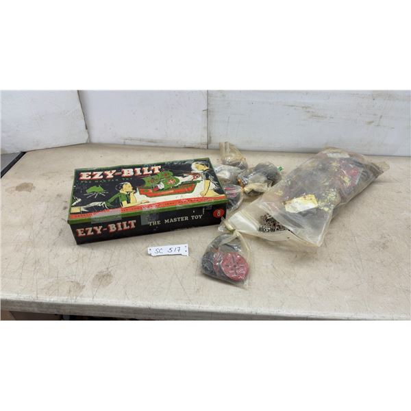 Vintage Ezy-Bilt No. 8” The Master Toy" Metal Construction Set with Original Box and Extra Parts