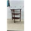 Image 1 : Three-Tiered Cherry Wood Half Moon Table With Turned Legs, 24 × 22 × 11”