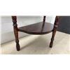 Image 3 : Three-Tiered Cherry Wood Half Moon Table With Turned Legs, 24 × 22 × 11”