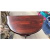 Image 6 : Three-Tiered Cherry Wood Half Moon Table With Turned Legs, 24 × 22 × 11”
