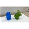 Image 2 : Three Pieces Art Glass Figurines, Blue Bird, Green Rabbit, and Striped Fish
