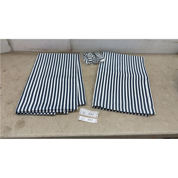Navy Blue and White Striped RV Canvas with Matching Ties