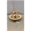 Image 1 : Lister Canada Ceramic Wash Basin and Pitcher Set With Rose Floral Design