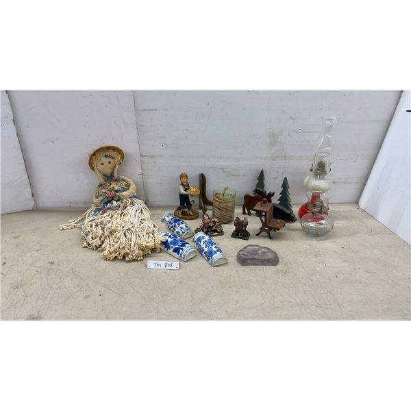 Yarn Doll, 3 Wall Vases, 2 Oil Lamps, and More Figurines and Room Decor