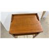 Image 4 : Vintage Wooden Telephone Table with Open Shelf and Gallery Top, 32 × 20 × 15”