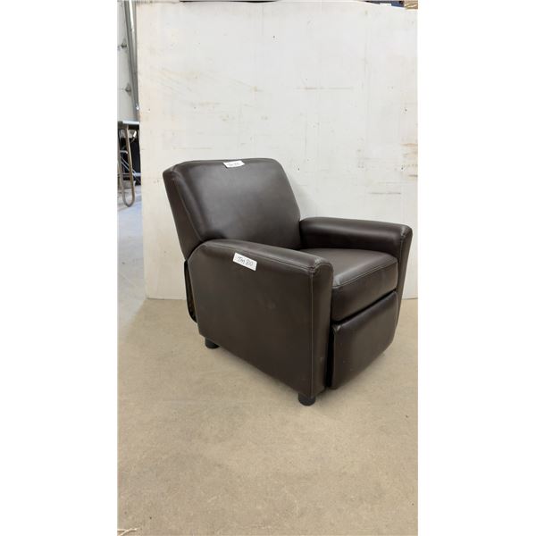 Dark Brown Faux Leather Contemporary Children’s Recliner Chair with Rolled Arms and Built-In