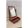 Image 4 : Vintage Wooden Tabletop Vanity Mirror with Pivoting Frame and Single Drawer, 27 × 8 × 19”