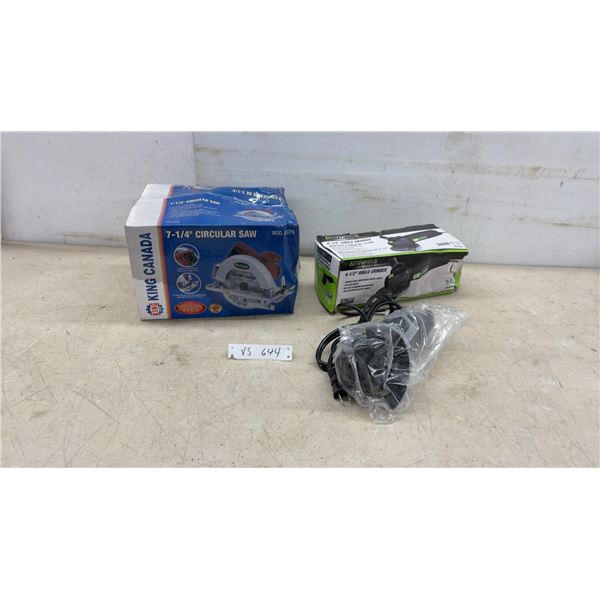 King Canada 7-1/4” Circular Saw and Genesis 4-1/2” Angle Grinder, New Boxes Got Wet