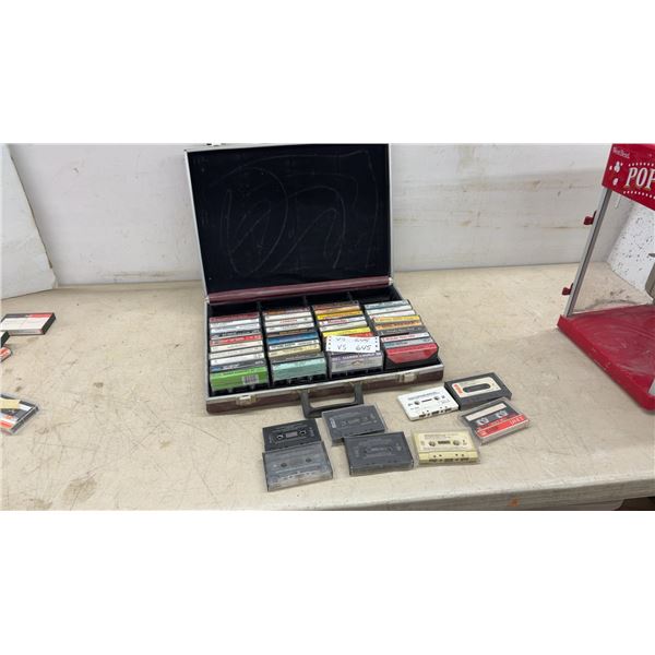 Cassette Tape Storage Briefcase with Country, Folk, and Fiddle Music Tapes