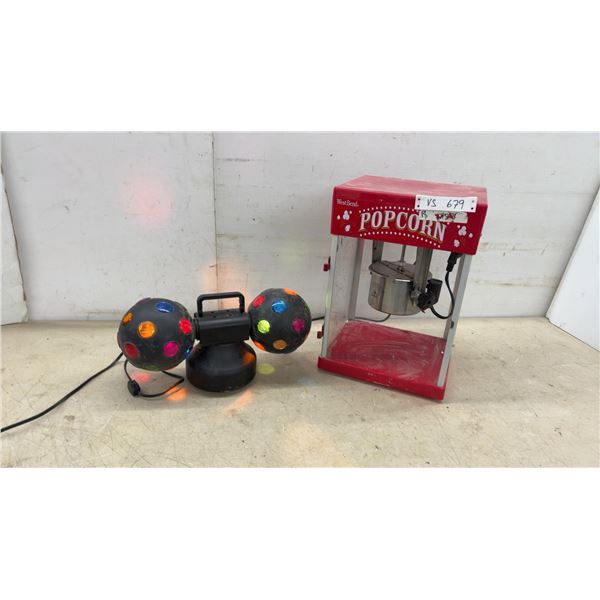 West Bend Countertop Popcorn Maker, (Missing Door) and Dual Rotating Disco Ball Party Light