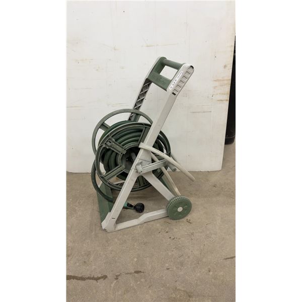 Ames HoseKing Wheeled Garden Hose Reel Cart with Green Hose and Regency Spray Nozzle