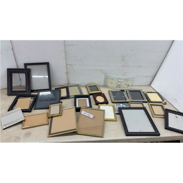 Assorted Picture Frames, Different Styles and Sizes, Curved Glass Double Frame, Gold, Black, and