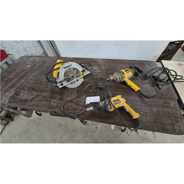 3 DeWalt Power Tools: Circular Saw, Drill, and Screwdriver