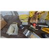 Image 4 : Assorted Hardware and Tools: Construction Screws, Sanding Block, Chalk Line, and More. Storage tote