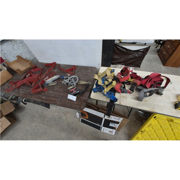 Roofing Brackets, Rebel Self-Retracting Lifeline, Pulleys, Carabiners, and Safety Harnesses