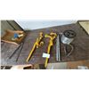 Image 1 : Two Yellow Chain Binders, Spool of Wire, Two Metal Jack Pole Handles