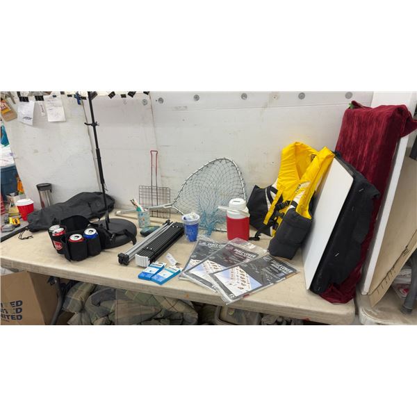 Life Jacket XL, Fishing Net, Picnic Jug, Portable Table, BBQ Utensil Tree, Beer Belt, NHL Senators