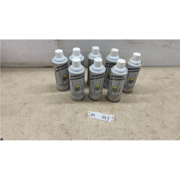 Eight Ultrashield Bug Screen Aerosol Spray Cans, 396g