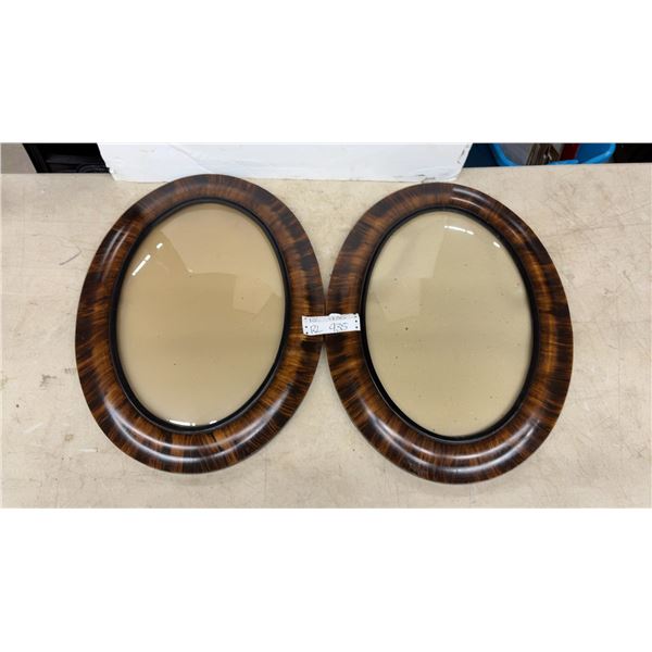 2 Vintage Oval Picture Frames with Convex Glass- 24” x 19”