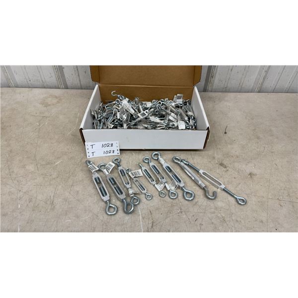 Large Assortment of Various Size Stanley Eye-with-Eye Turnbuckles, Zinc Plated