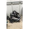 Image 2 : Two Pairs of Rollerblades, Rave CAW US 8.5 and Unbranded US 10, Knee Pads, and Mesh Bag Swimming