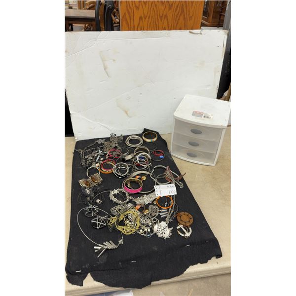 Large Lot of Fashion Jewelry and 3 store Plastic Drawer