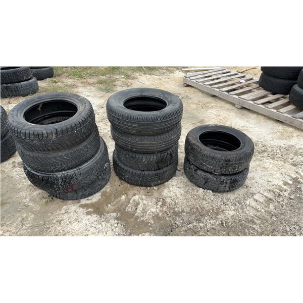 10 Tires for 14” Rims, Various Sizes