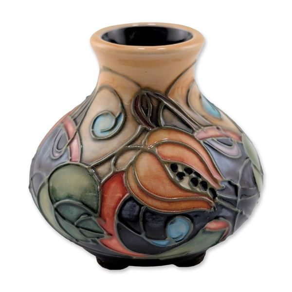 Moorcroft Pottery by Emma Bossons Miniature Ceramic Vase, Celtic Web Pattern