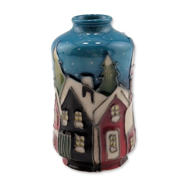 Moorcroft Pottery Miniature Vase, Snow Chimneys