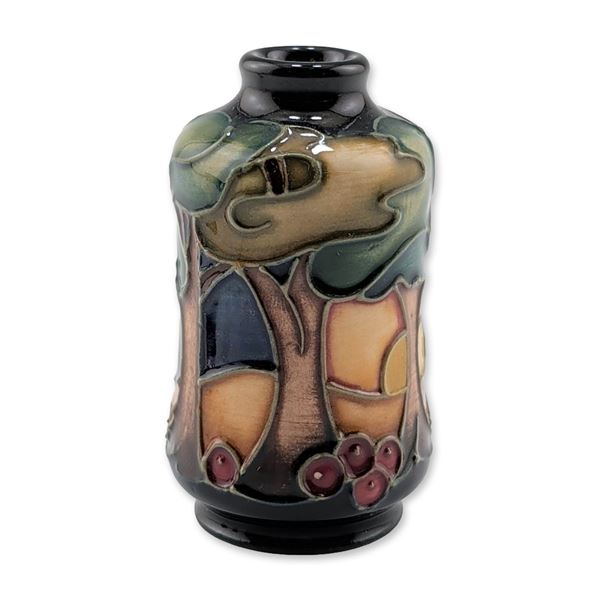 Moorcroft Pottery Miniature Vase, Trees at Sunset