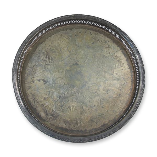 Vintage Silverplated Pierced Celtic Round Tray